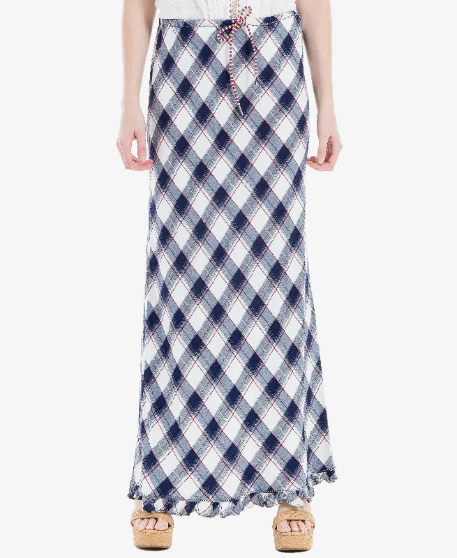 Max Studio London Plaid Maxi Skirt linen skirt airy