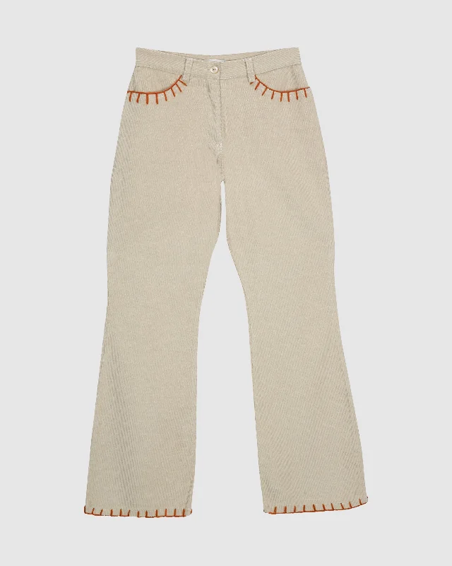 RUBI TROUSERS IN ECRU CORDUROY Trousers fashionable trendy