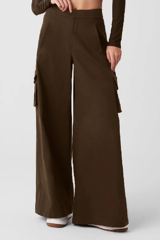 Show Off Cargo Wide Leg Trouser - Espresso Trousers chic elegant