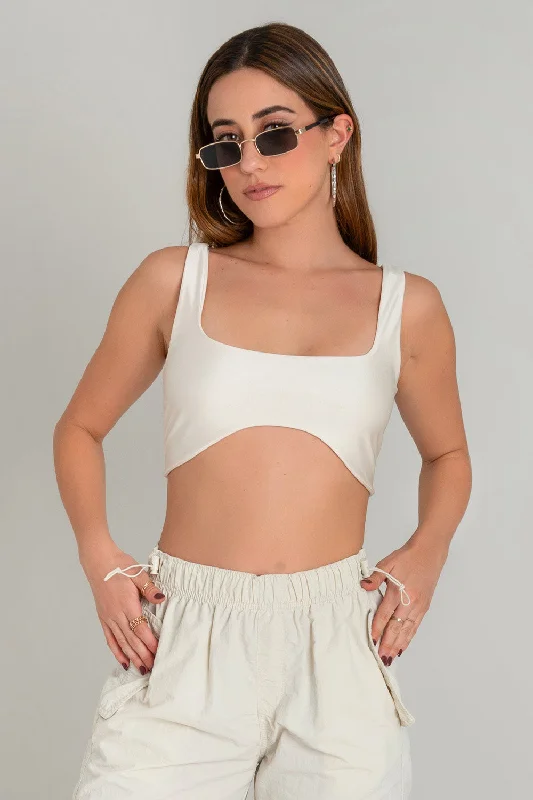 Crop top ajustado de tirantes bajo curveado Modern Contemporary Chic