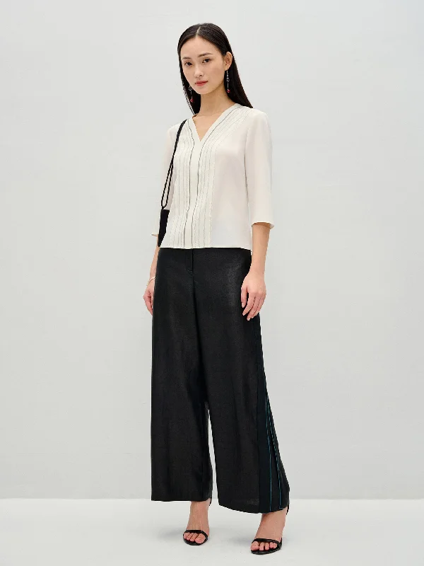 Gambiered Guangdong Silk Splice Wide-leg Trouser Trousers Review Highly