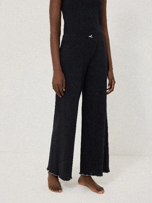 Pointelle Pyjama Trousers | Navy Trousers trendy modern