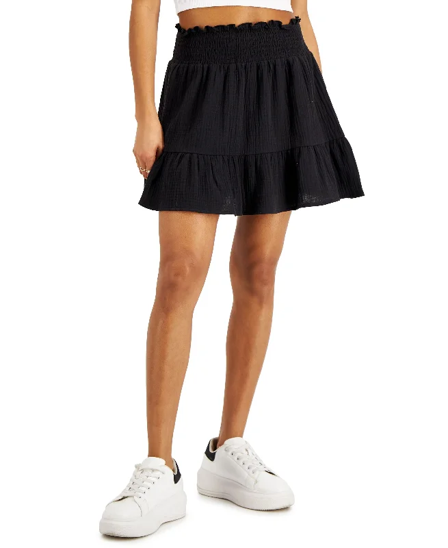 Juniors' Tiered Cotton Skirt high slit skirt