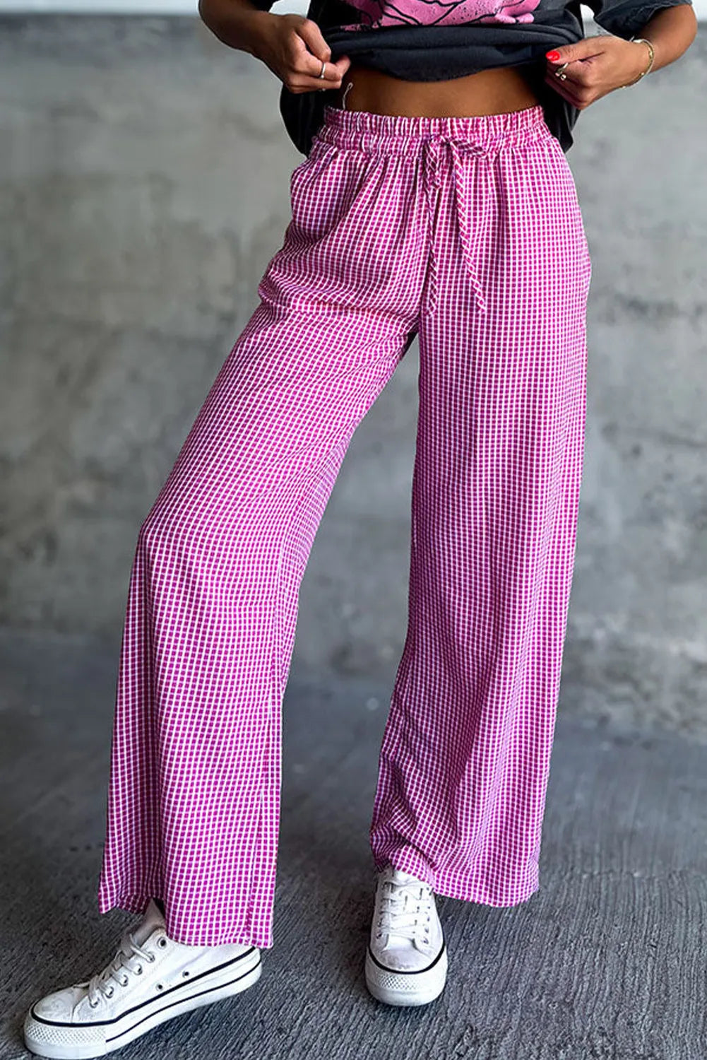 Hazel Blues® |  Plaid Wide Leg Pants with Pockets Straight Trousers,