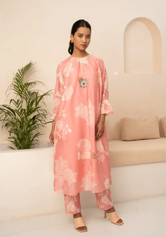 Pink Floral Printed Tunic And Pant Limited Edition Pants,