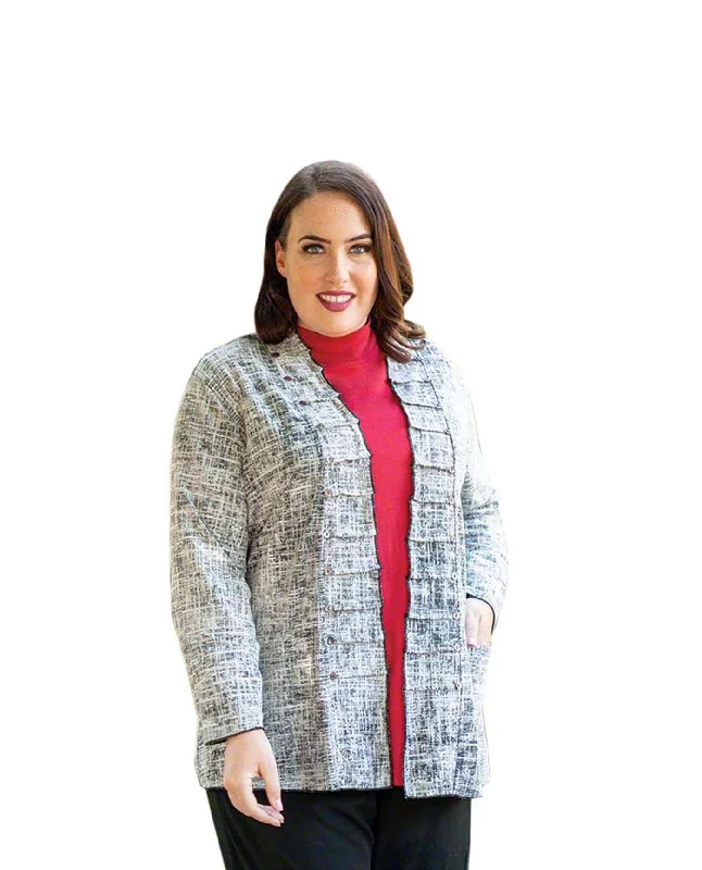 On The Plus Side Long Sleeve Tallin Plus Size Reversible Jacket Herringbone Jacket Checkered Jacket Solid Jacket