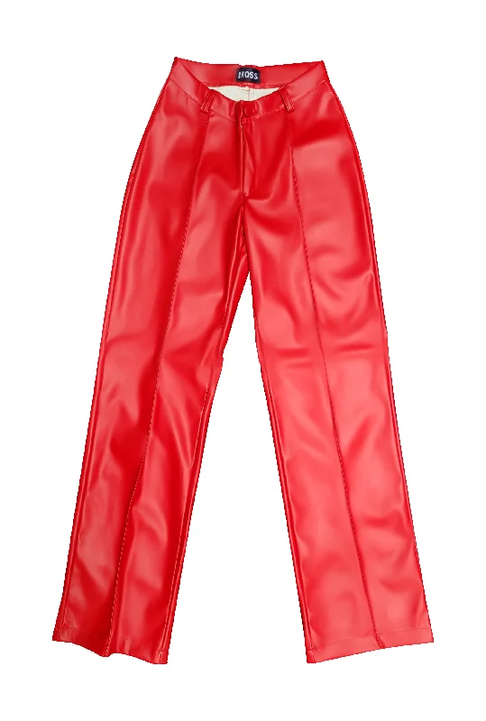 RED V-SHAPED PANTS Stretch Trendy,