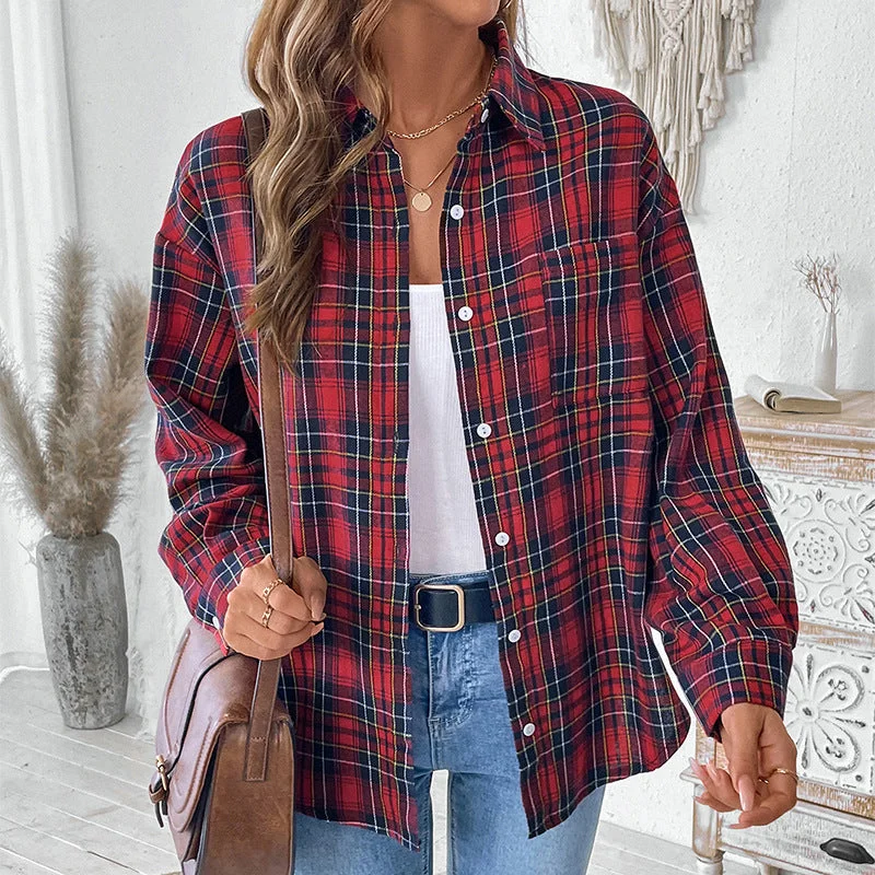 IKEARLAX New  autumn new  2025 women's clothing retro casual plaid cardigan shirt jacket women Toggled Jacket Drawstring Jacket Belted Jacket