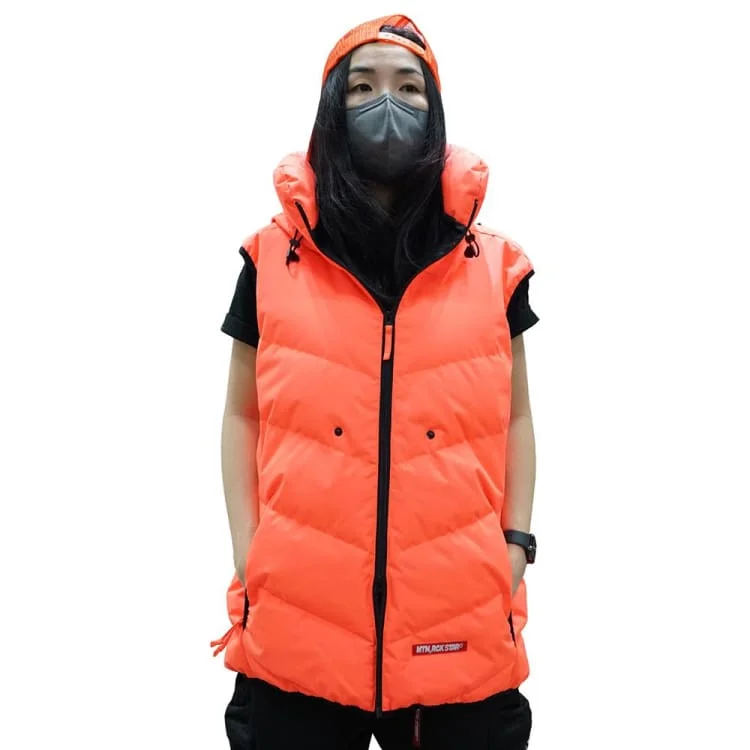 PLANB PROJECT Down Vest Jacket (Japanese Brand) Burning Orange [Unisex] Chenille Jacket Brocade Jacket Lace Jacket