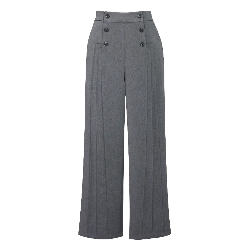 ChicStar Pleated Pants in Grey Cotton Quality,