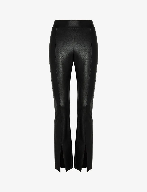 Faux Leather Split Front Pant Leggings Wide-Leg,