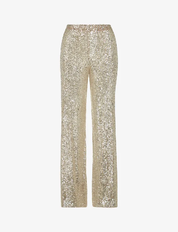 Sequin Mesh Wide Leg Pant Wide-Leg Crop,