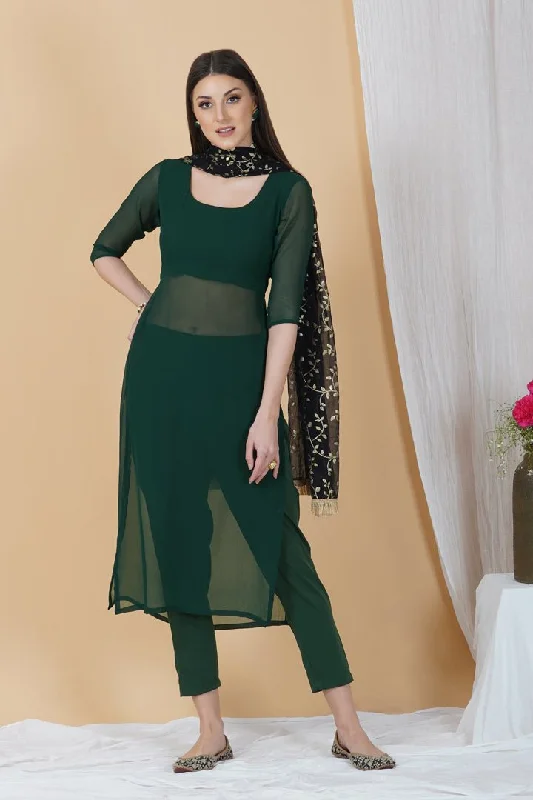 Sheer Pants Suit Set with Embellished Dupatta Best Seller Skinny,