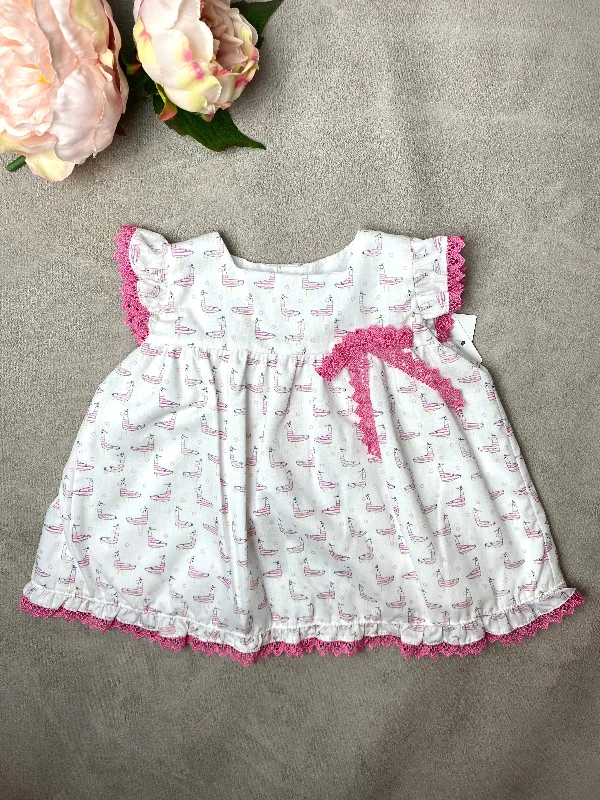 SS22 Mac Ilusion Seagull Print White & Pink Dress & Pants Set Cotton Skinny,