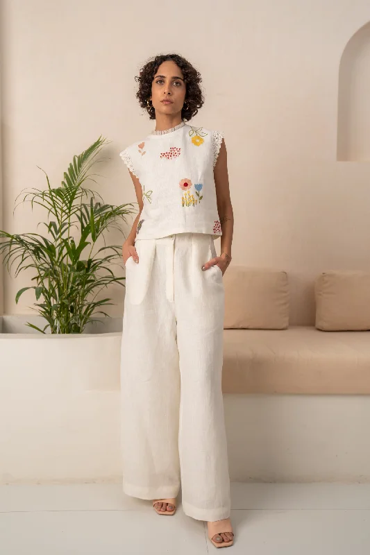 Solid Linen Pants Pants High-Waisted,