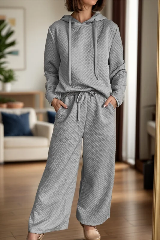 Hazel Blues® |  Drawstring Long Sleeve Hooded Top and Pants Set Stretch Pants,