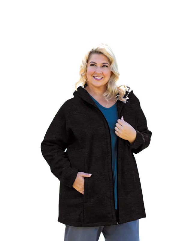 On The Plus Side Lyddie Hooded Long Sleeve Zip Up Plus Size Fleece Jacket Corduroy Jacket Velvet Jacket Brocade Jacket