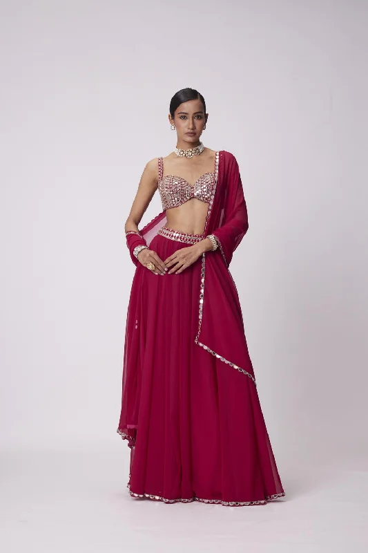 Crimson Red Lehenga Pants Set Jeggings Discount,