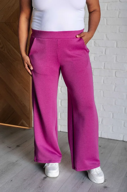 Hazel Blues® |  Resort Travel Wide Leg Crop Pant in Magenta Free Shipping Denim,