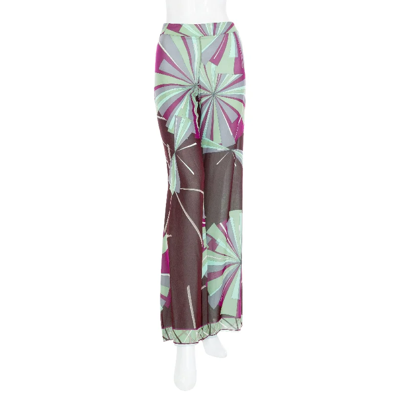 2002 Multicolored Silk Patterned Wide-Leg Pants Leggings Wide-Leg,