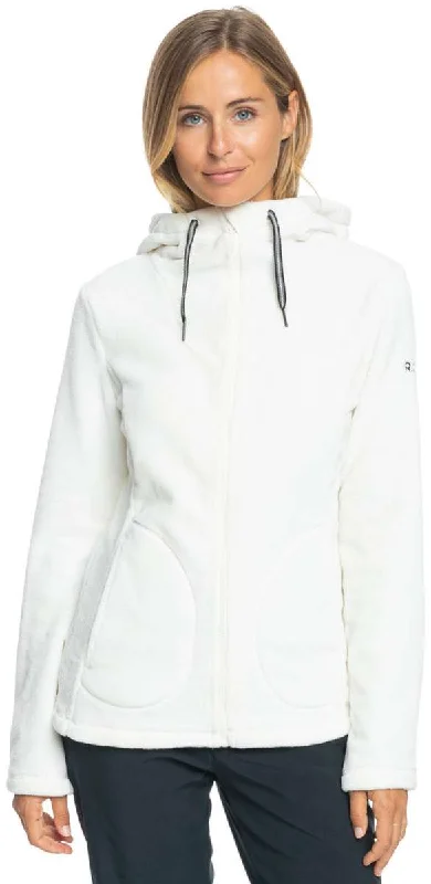 Roxy Women's Tundra Full Zip Fleece Jacket 2024 Toggled Jacket Drawstring Jacket Belted Jacket