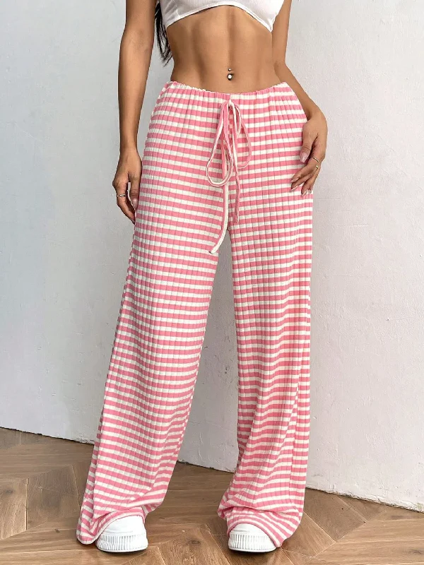 Hazel Blues® |  Tied Striped Wide Leg Pants Denim Wide-Leg,