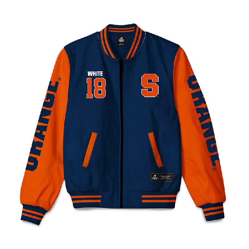 Syracuse - NCAA Women's Ice Hockey : Tatum White - Bomber Jacket Zip Front Button Front Snap Front