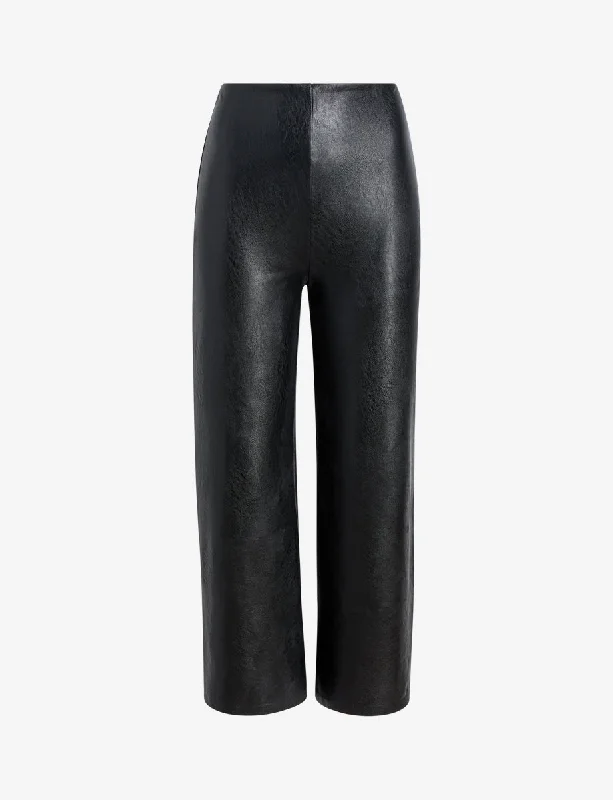 Faux Leather Cropped Wide Leg Pant Straight Wide-Leg,