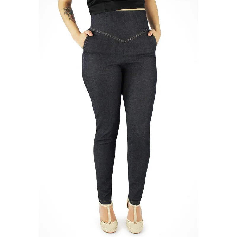 High Waist Pants in Denim Blue by Hemet Skinny New Arrival,