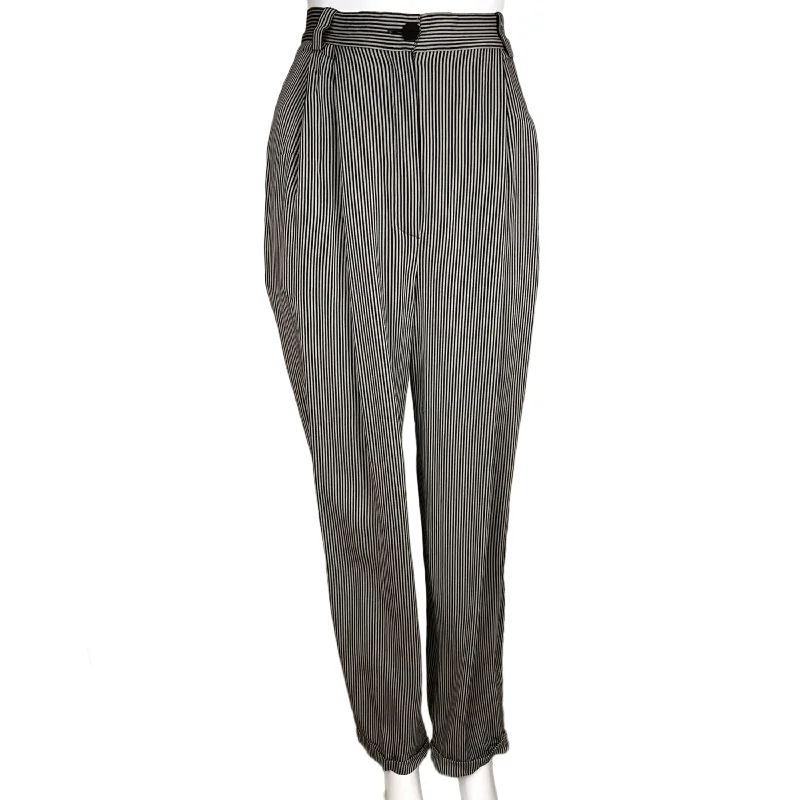 1980s Vintage Genny Pants Ladies Striped Wool Blend Size 8 High-Waisted Sale,