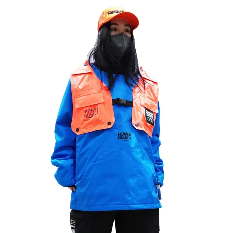 PLANB PROJECT Piste Snow Jacket (Japanese Brand) Blue [Unisex] Ribbed Jacket Pleated Jacket Ruffled Jacket