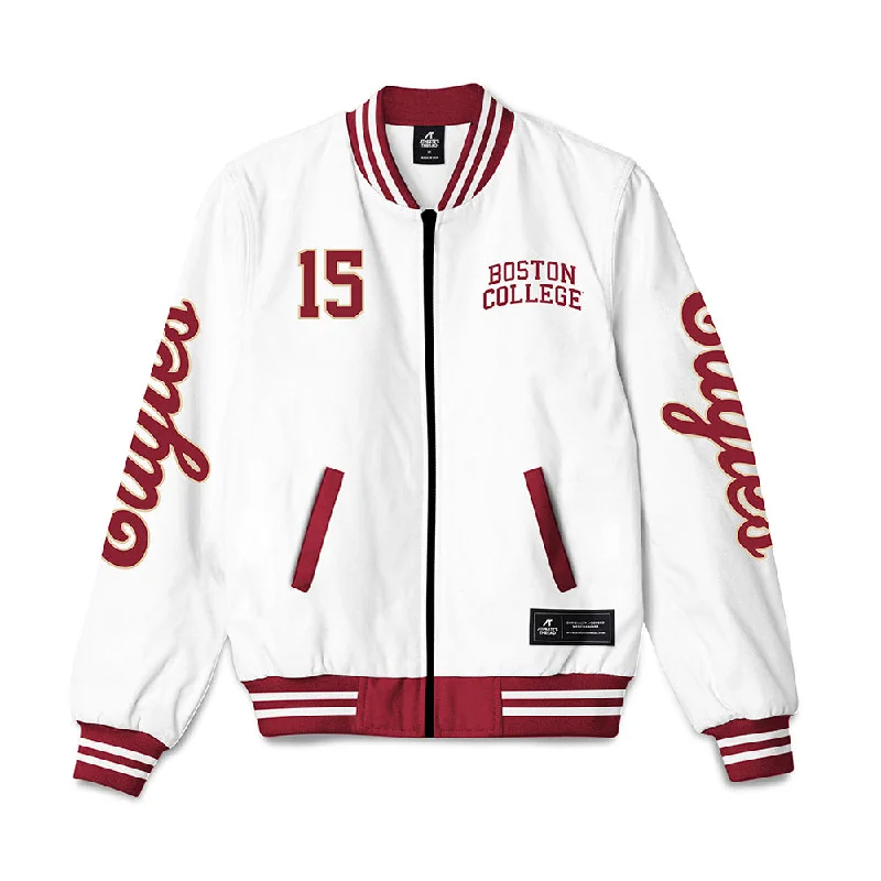 Boston College - NCAA Women's Ice Hockey : Carson Zanella - Bomber Jacket Boat Neck Shawl Collar Notched Collar