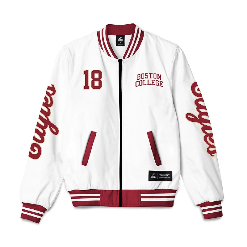 Boston College - NCAA Women's Ice Hockey : Julia Pellerin - Bomber Jacket One-Shoulder Jacket Off-the-Shoulder Jacket Asymmetrical Jacket