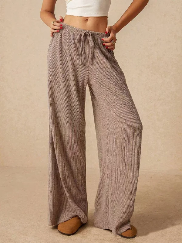 Hazel Blues® |  Ribbed Drawstring Wide Leg Pants High-Waisted Skinny,