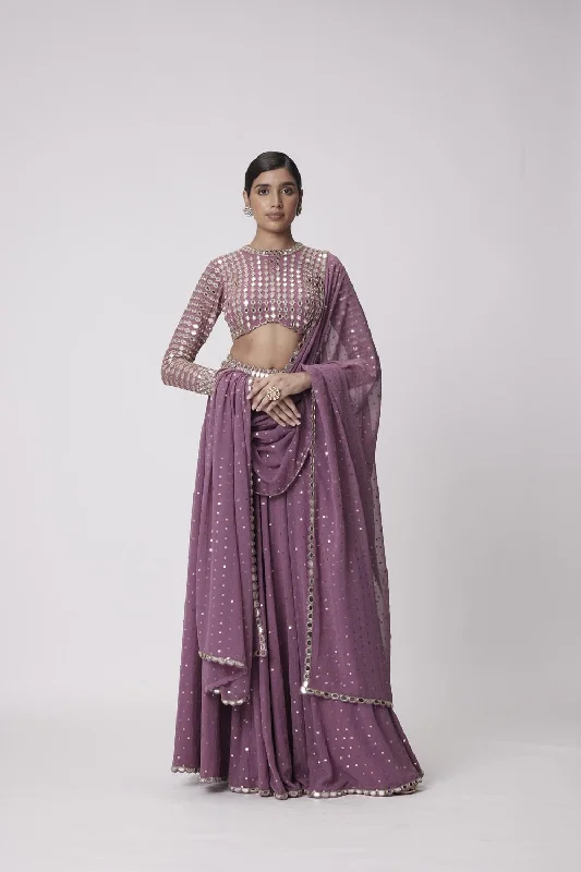 Mud  Mauve Hand Embroidered Lehenga Pants Set Free Shipping Bootcut,