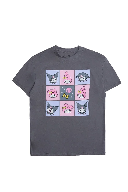 Kuromi My Melody Graphic Relaxed Tee Solid Color Striped Floral