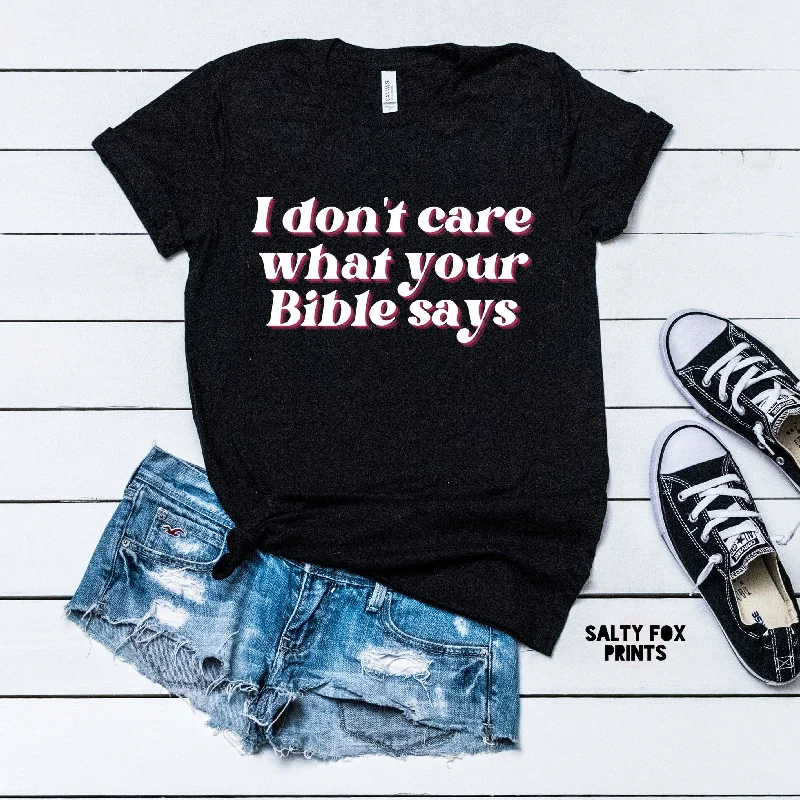 I don't care what your Bible says atheist t-shirt Seamless Knitted Crochet