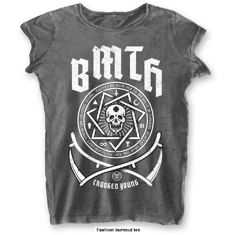 Bring Me The Horizon Crooked Young Ladies Burn Out T-Shirt Terry Blend Velvet Blend Canvas Blend