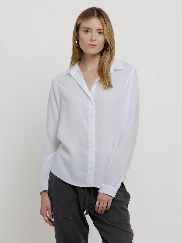 Button Down Shirt - White Fitted T-Shirt Seamless Stretchy