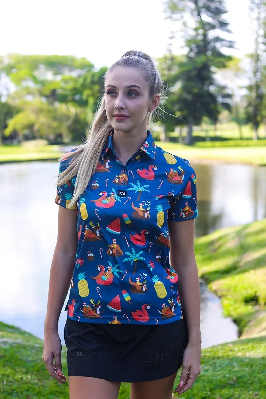 CA Ladies Funky Golf Shirt | Holiday Mode Silk Blend Satin Velvet