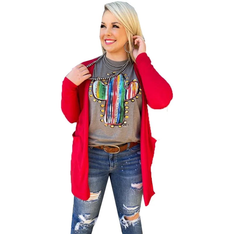 Texas True Graphic Tee Callies Serape Cactus T-shirt Nylon Fabric Polyester Fabric Spandex Fabric