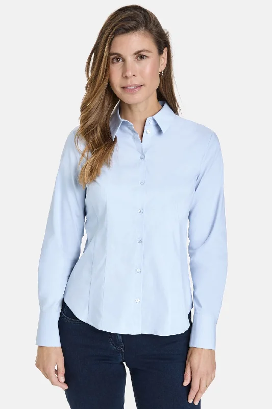 Gerry Weber 965054-31443 Shirt Light Blue Mesh Blend Leather Blend Suede Blend