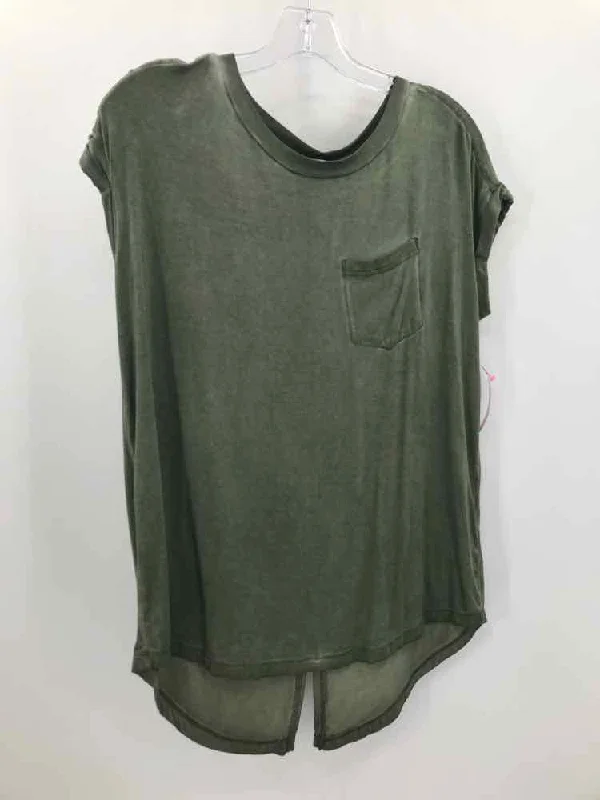 Pre-Owned Jane & Delancy Green Size Medium T-shirt Rayon Velvet Corduroy