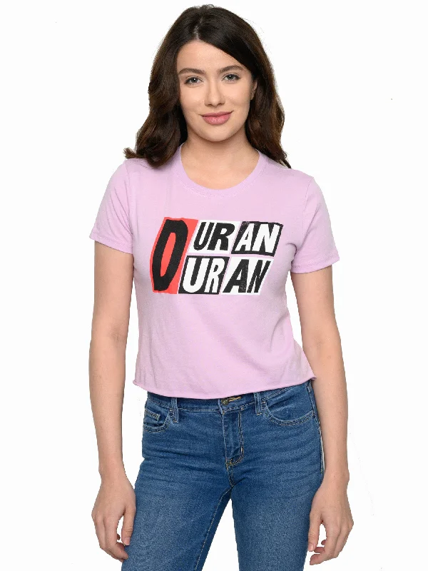 Juniors Women's Duran Duran Band Short Sleeve T-Shirt Quartz Purple Crop Top Basic T-Shirt Crew Neck Short Sleeve