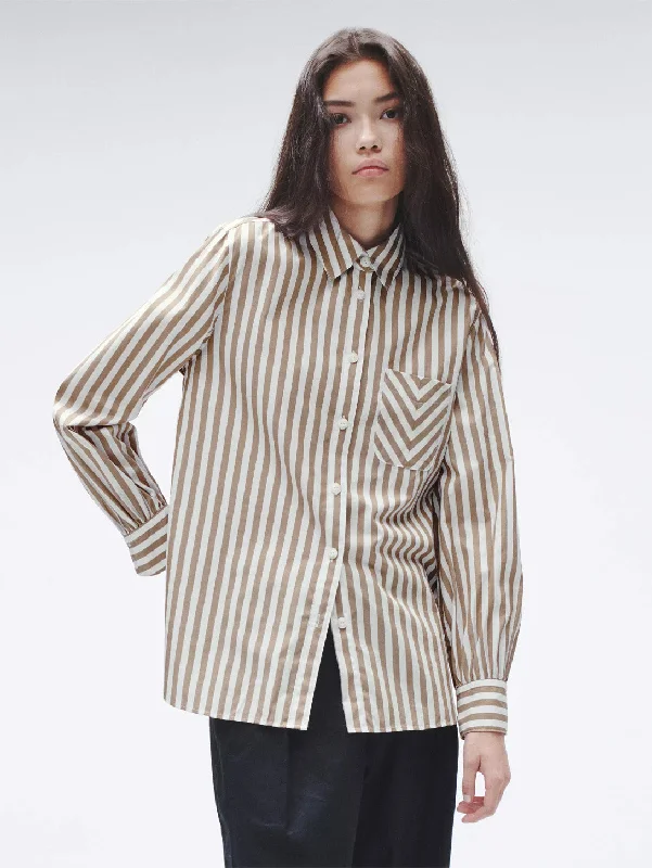 Maxine Stipe Shirt - Brown Stripe Chenille Blend Fleece Blend Nylon Blend