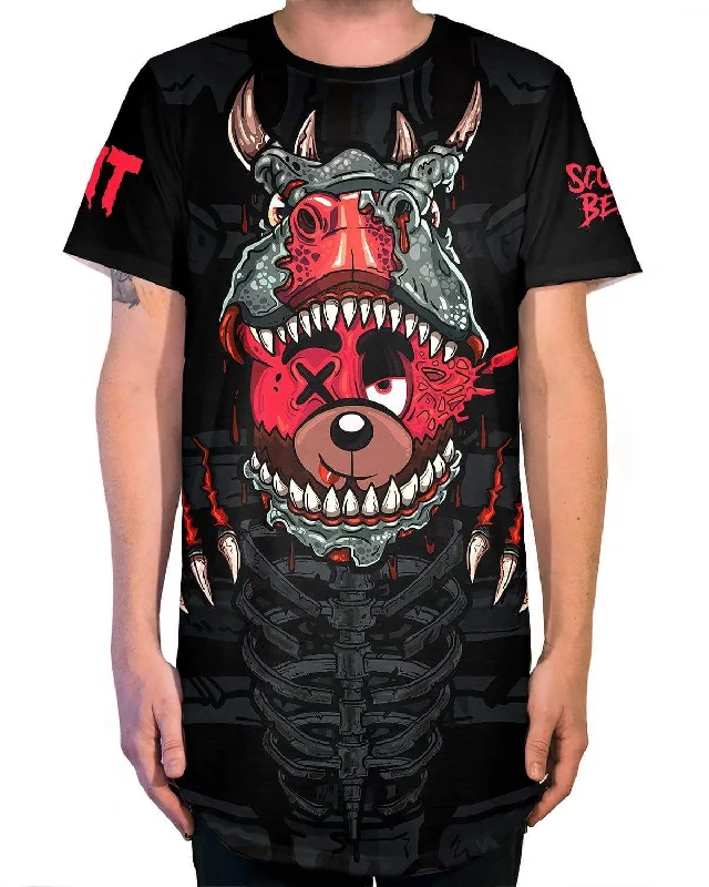 Midnight Tyrannosaurus Boneyard Long Tee Fleece Nylon Spandex