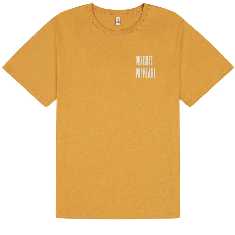 No Grit No Pearl Faded Mustard Organic Cotton T-Shirt Seamless Knitted Crochet