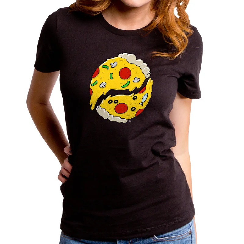 Pizza Yin Yang Women's T-Shirt Sequined Glittery Shiny