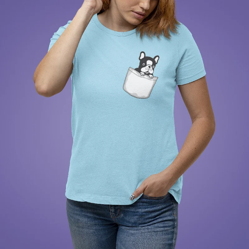 POCKET PUP PRINTED TSHIRT - SKY BLUE Mesh Blend Leather Blend Suede Blend