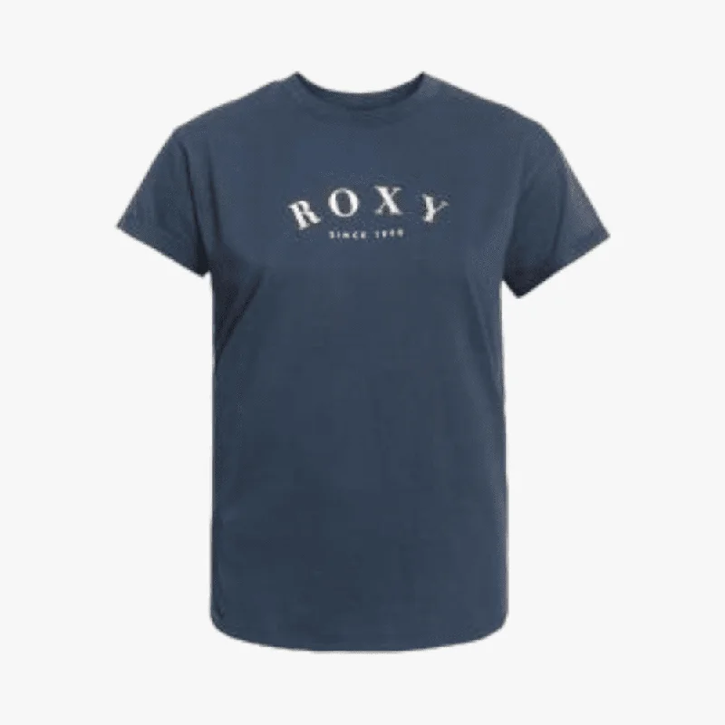 Roxy Girls Another Chance Foil Long Sleeve Tee Mood Indigo Graphic T-Shirt Round Neck Polyester